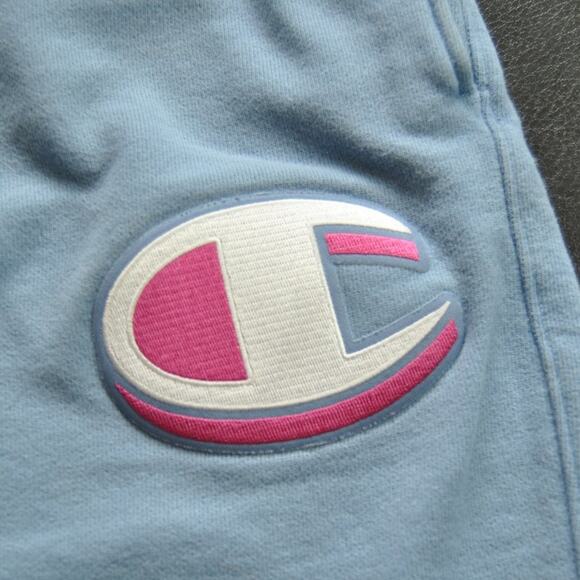 Champion Reverse Weave Small Light Blue and Pink Sweat Shorts - Picture 2 of 7